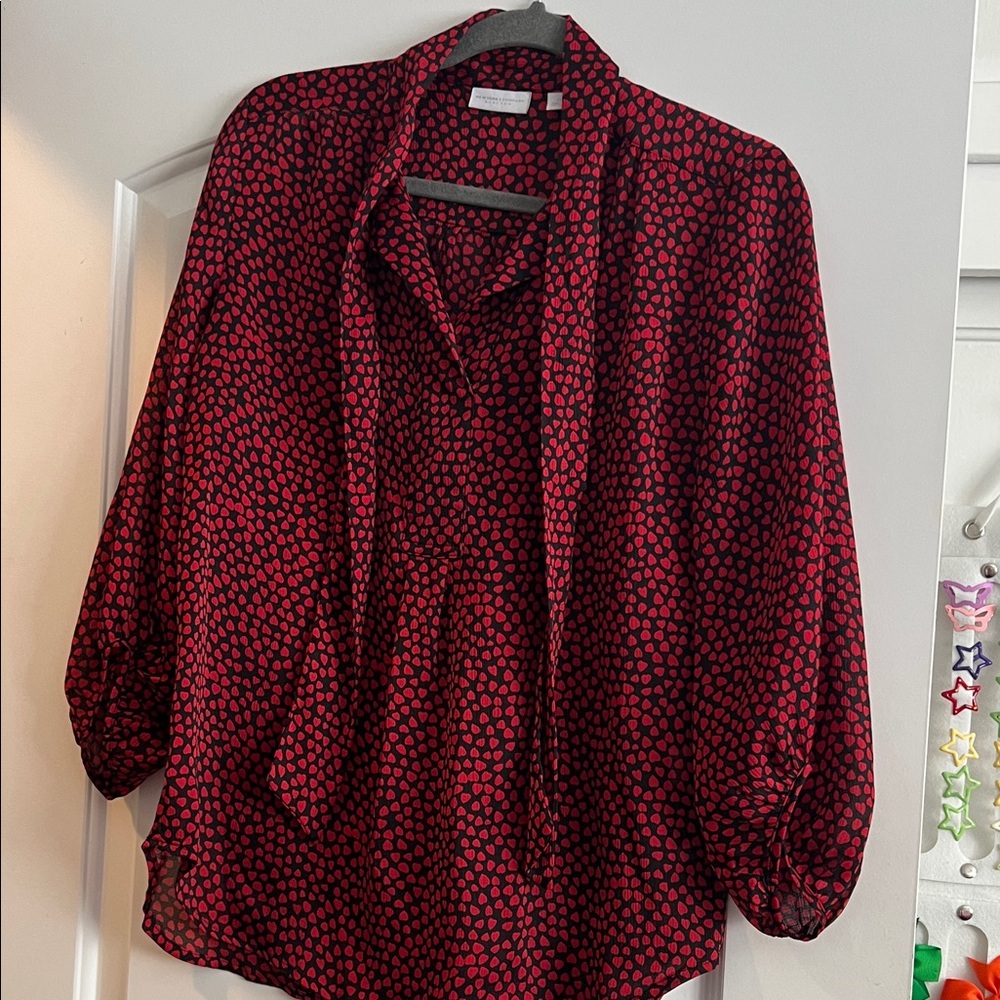 New York & Company Red and Black Blouse